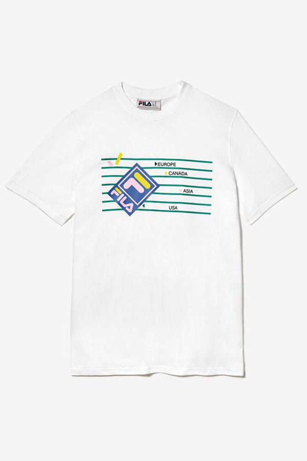 Fila Short Sleeve Logo Men's Tee - White,NZ 749-94038